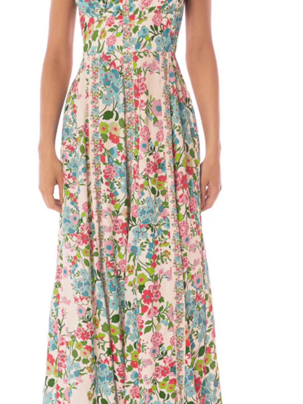 Maaji Pink Floral Maxi Dress with Blue & Green Accents